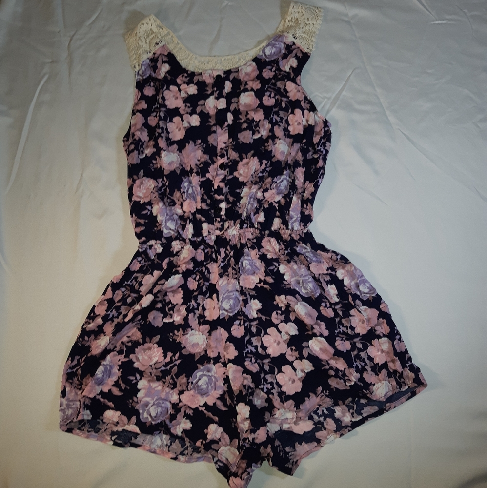 Rue21 Floral and Crochet Romper